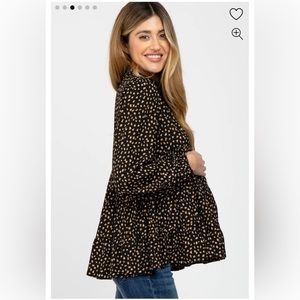 Pinkblush Black Animal Print Mock Neck Tiered Maternity Top